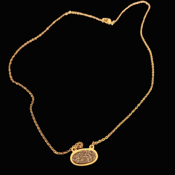 Gray And Gold Druzy Necklace - 16 inches - Picture 1 of 4